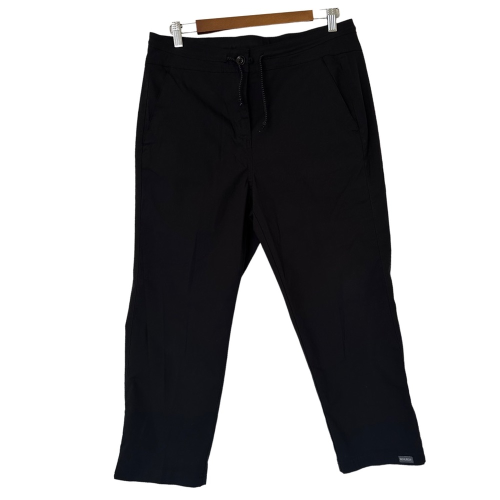 Woolrich Capri Pants Black Drawstring Travel Lite Cargo Pockets Women Size 10